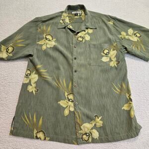 Tommy Bahama Men's Silk Orchid Print Aloha Hawaiian Camp Shirt Size L Tropical